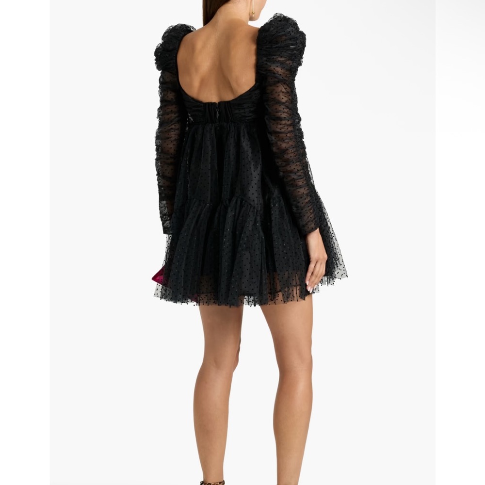 ZIMMERMANN Tulle Mini Empire-Waist Black Polka Dot Dress w/ Ruching size 1/US 6 - Picture 8 of 16